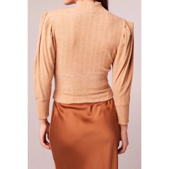 Band of the Free NWT Mock Neck Ribbed Long Sleeve Sweater Sz L Womens Beige - Picture 2 of 11